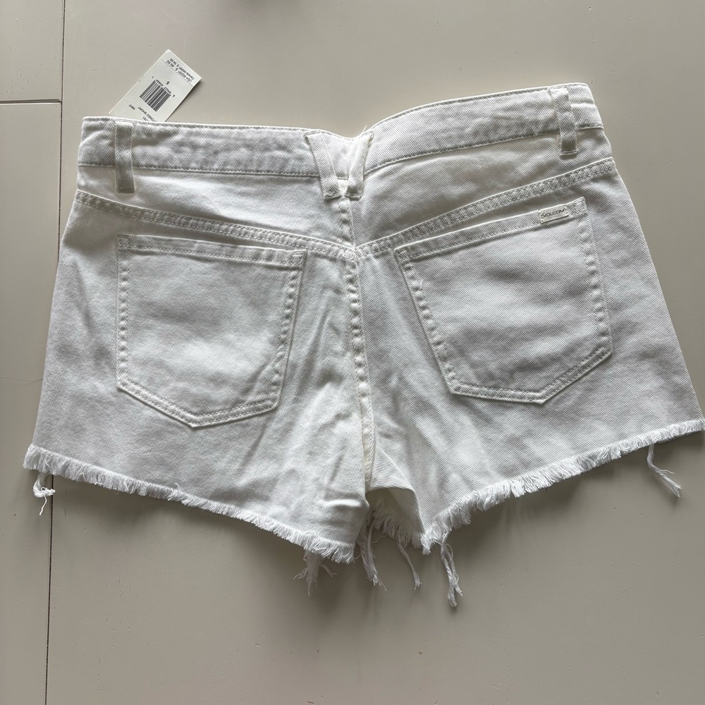 Volcom White Ripped Jean Shorts - Picture 2 of 4